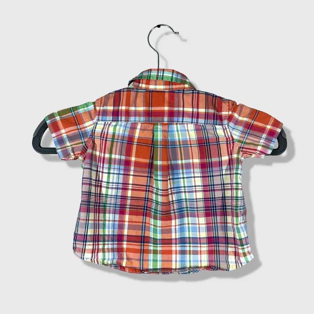 Ralph Lauren Button Down Shirt Kids 9M Multicolor Plaid Preppy Classic